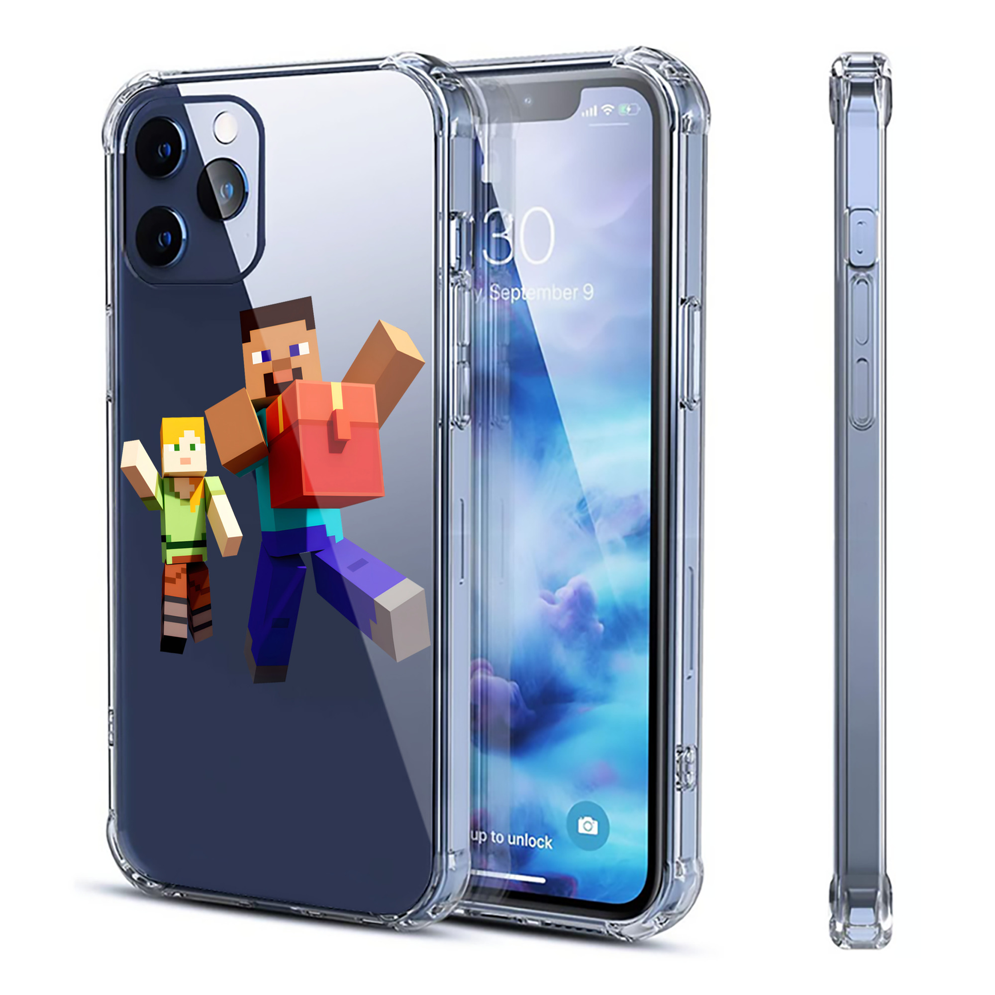 （画像用） マインクラフト ブロックの世界 Minecraft MC Block world 【iPhone 12シリーズ対応】透明スマホケース（クリアソフトケース）